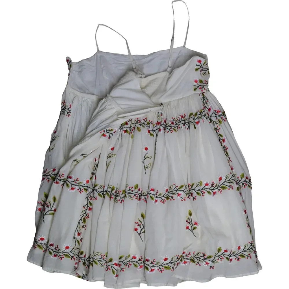 Samant Chauhan Cottage Boho Embroidered Babydoll Tiered Cami Mini Dress L Floral - Picture 13 of 14